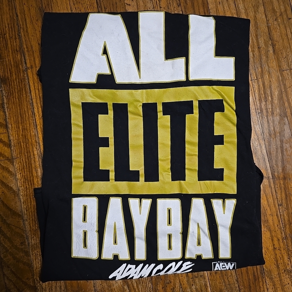 All Elite Bay Bay Adam Cole T-Shirt Mens Size XL Black/ Gold AEW
